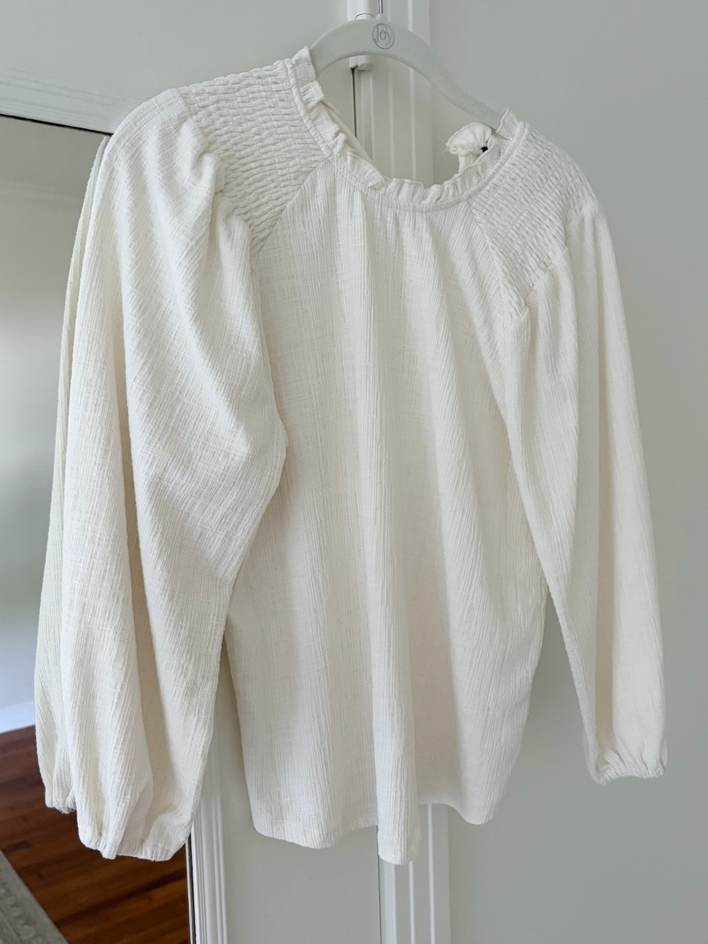 Current Air Cream Smocked Yoke Peasant Blouse